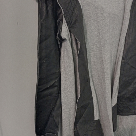 Indiana the Label Distressed leather and cotton drape jacket coat size 10 - Picture 13 of 14